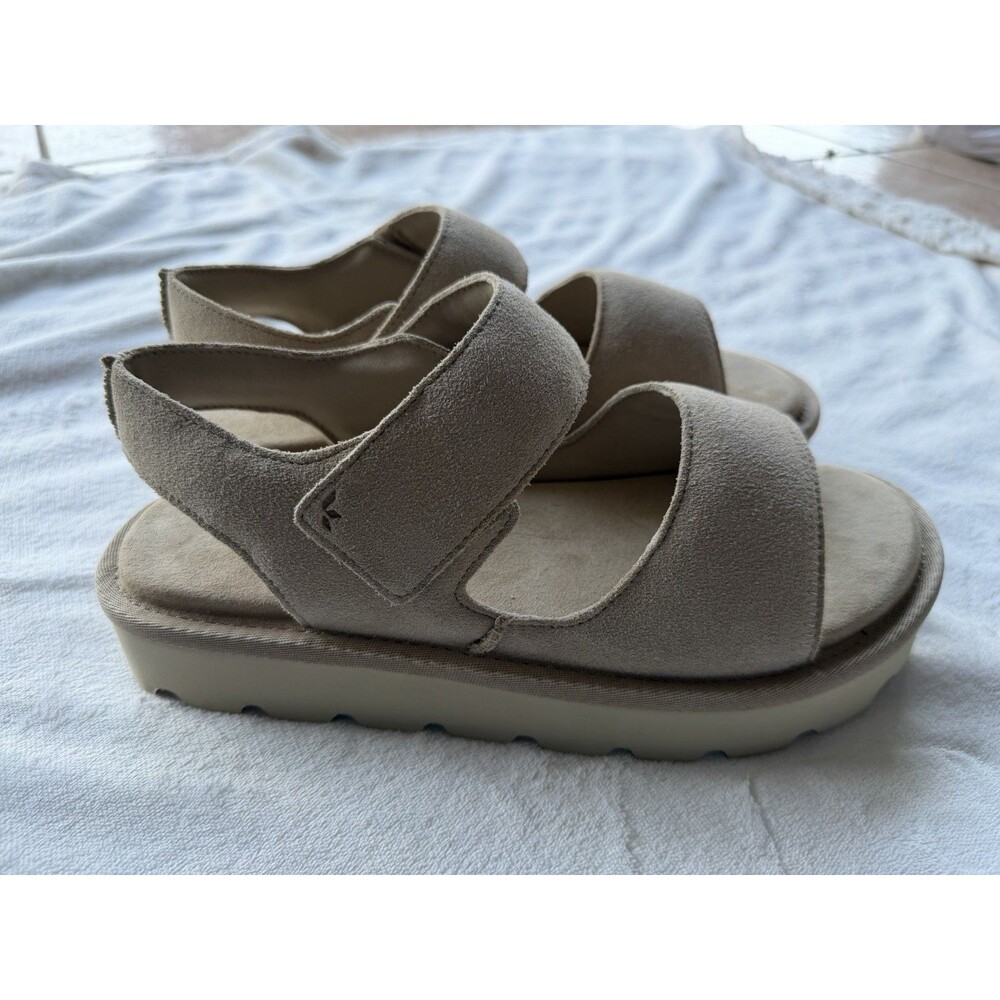 Koolaburra by UGG Beige Hook & Loop Strappy Sandals Suede Women US 10